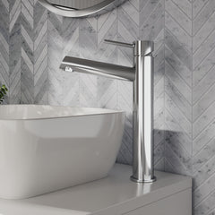 [BTE370] Wetley Minimalist Round Tall Mono Basin Mixer Tap - Choice of Finish - Lifestyle 1