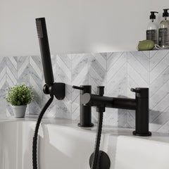 [BTE404] Wetley Round Minimalist Bath Shower Mixer Tap with Shower Kit - Choice of Finish - Lifestyle 1