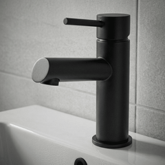 [BTE405] Wetley Minimalist Round Mono Basin Mixer Tap & Push Button Waste - Choice of Finish - Silo