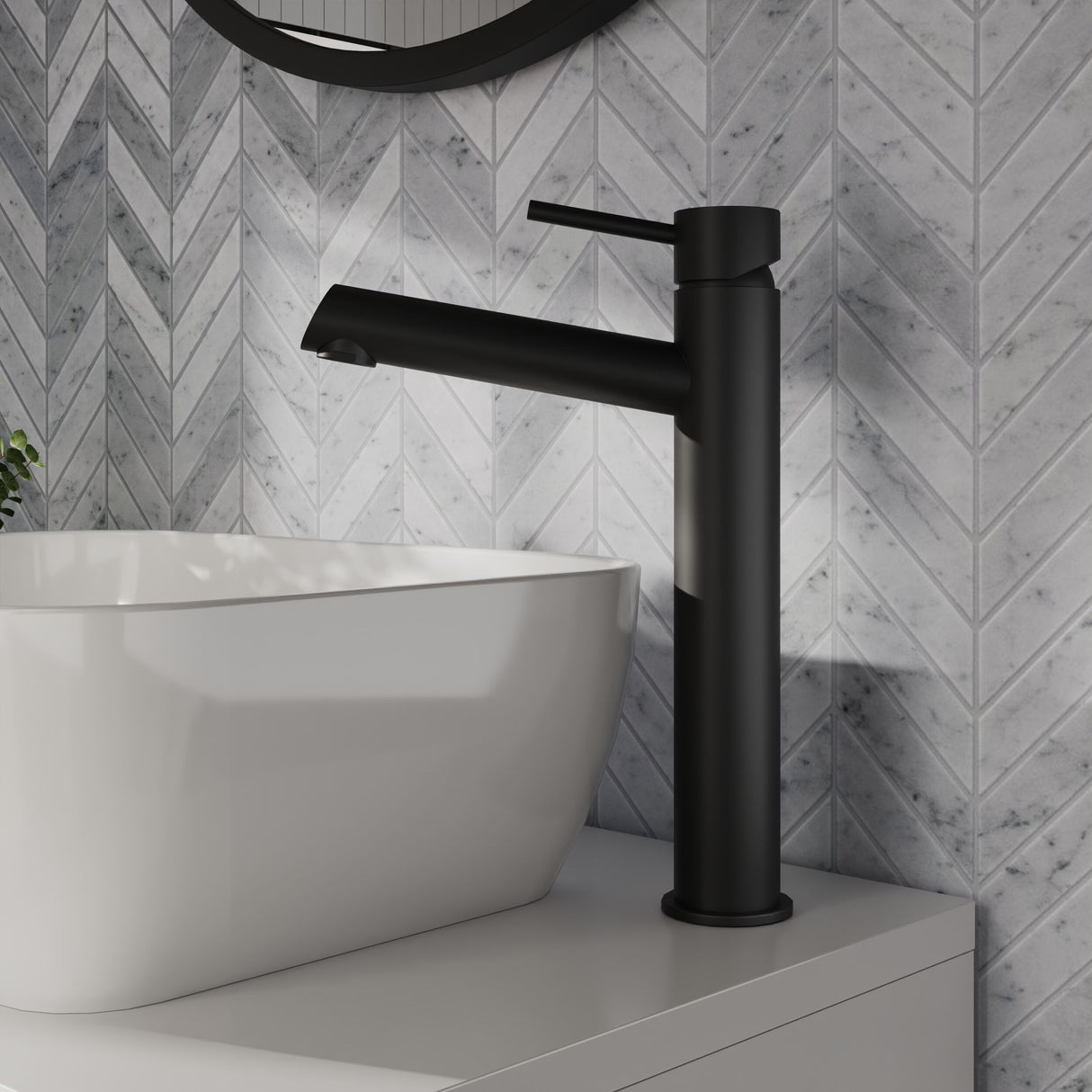 [BTE470] Wetley Minimalist Round Tall Mono Basin Mixer Tap - Choice of Finish - Lifestyle 1