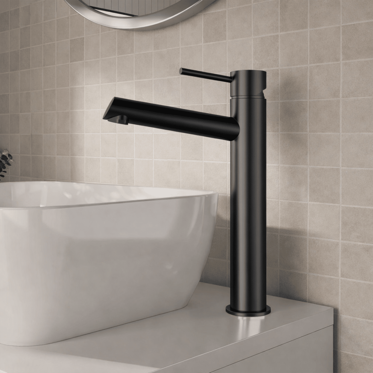 [BTE470] Wetley Minimalist Round Tall Mono Basin Mixer Tap - Choice of Finish - Silo