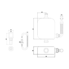 [BTEA383] Contemporary Bathroom Deck Shower Kit, 335mm x 220mm, Chrome - Technical Drawing