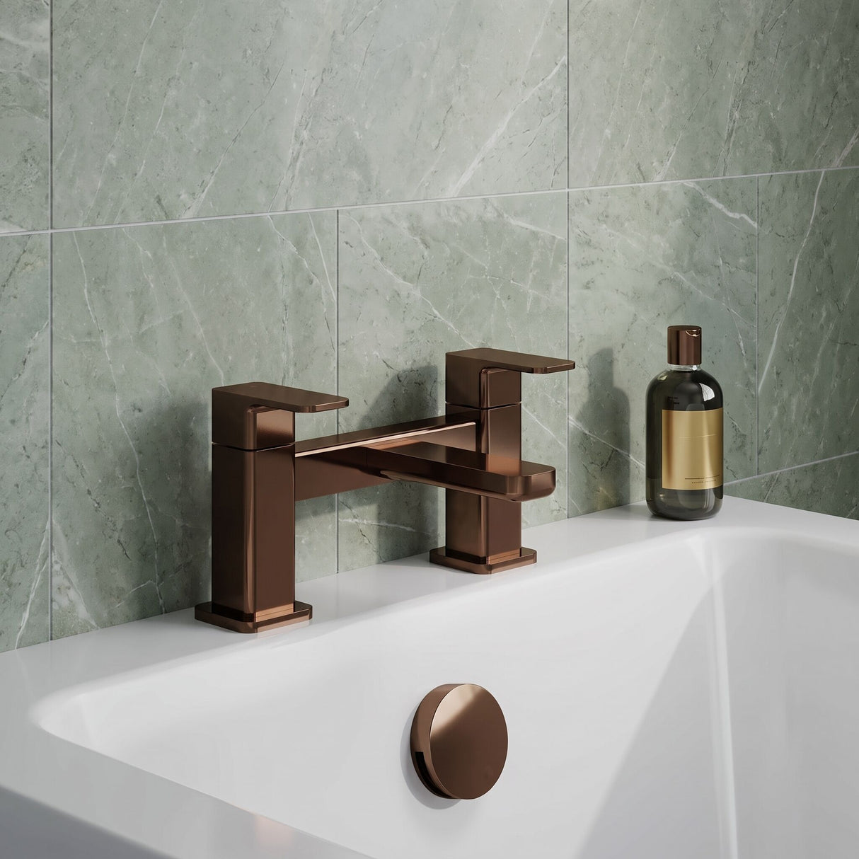 [BTEM1503] Swinscoe Dual Lever Square Deck Mounted Bath Filler Tap – Choice of Finish - Lifestyle 1