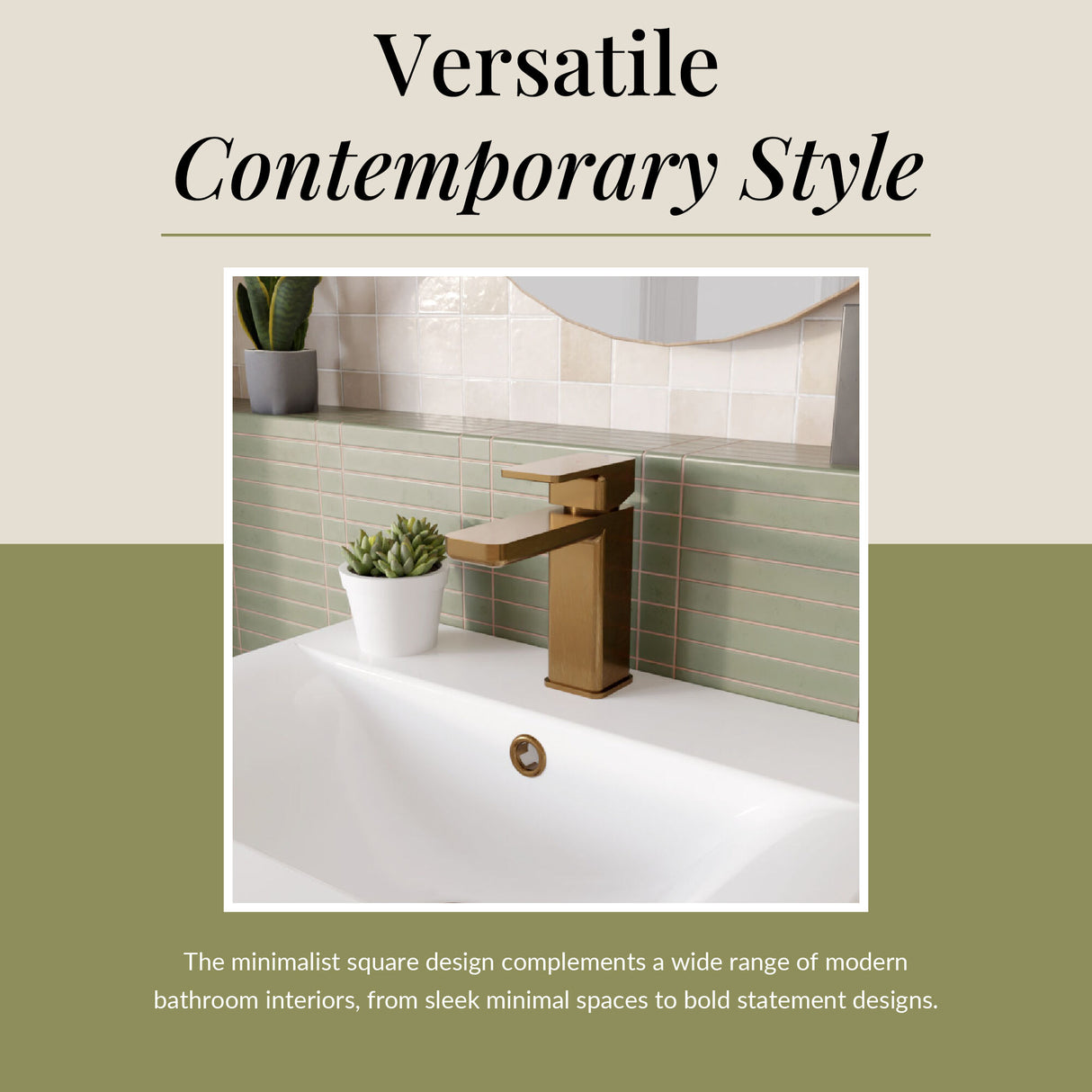 Square Mono Basin Mixer Tap with Push Button Waste – Choice of Finish