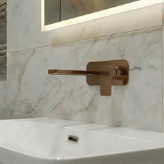 [BTEM1528] Swinscoe Contemporary Square Wall Mounted 2 Tap Hole Basin Mixer Tap - Choice of Finish - Silo