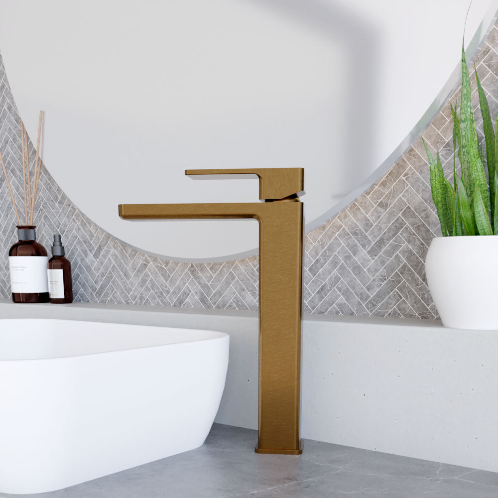 [BTEM1570] Square High-Rise Mono Basin Mixer Tap - Matt Black - Lifestyle 3