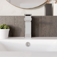 [BTEM305EC] Square Eco Mono Basin Mixer Tap & Push Button Waste - Chrome - Lifestyle 1