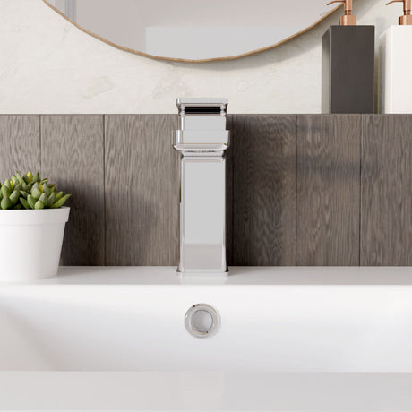 [BTEM305EC] Square Eco Mono Basin Mixer Tap & Push Button Waste - Chrome - Lifestyle 1