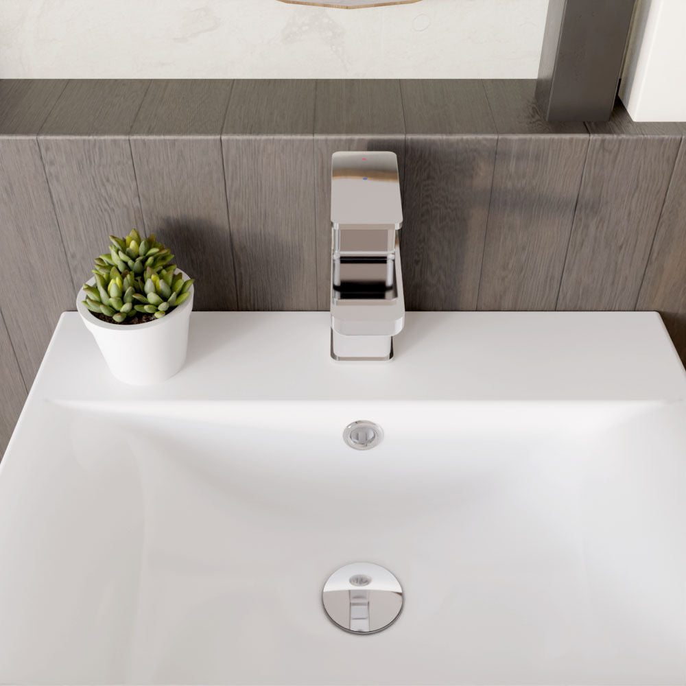 [BTEM305EC] Square Eco Mono Basin Mixer Tap & Push Button Waste - Chrome - Lifestyle 2