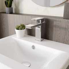 [BTEM305EC] Square Eco Mono Basin Mixer Tap & Push Button Waste - Chrome - Lifestyle 3