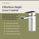 Square Mono Basin Mixer Tap with Push Button Waste – Choice of Finish