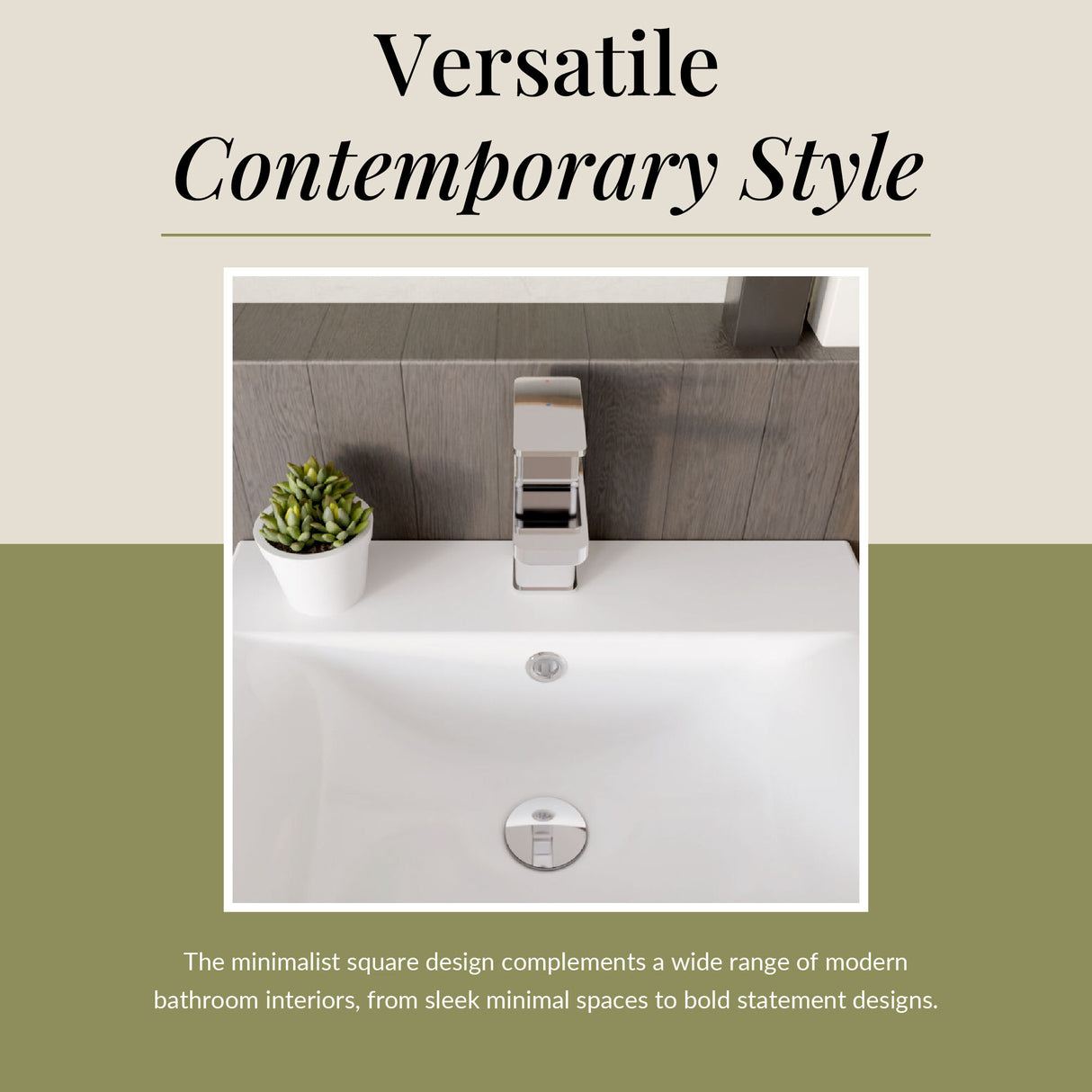 Square Mono Basin Mixer Tap with Push Button Waste – Choice of Finish