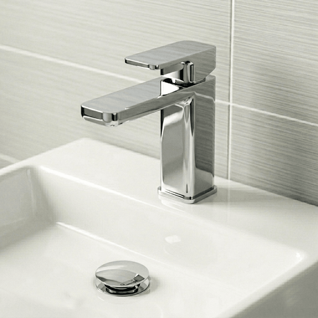 [BTEM305] Swinscoe Square Mono Basin Mixer Tap with Push Button Waste – Choice of Finish - Silo