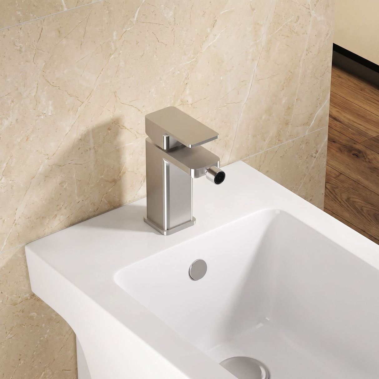 [BTEM306] Square Mono Bidet Mixer Tap With Pop Up Waste Chrome - Lifestyle 2