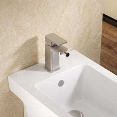[BTEM306] Square Mono Bidet Mixer Tap With Pop Up Waste Chrome - Lifestyle 2