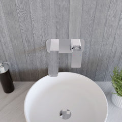 [BTEM328] Swinscoe Contemporary Square Wall Mounted 2 Tap Hole Basin Mixer Tap - Choice of Finish - Lifestyle 2