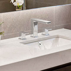 [BTEM333] Square Deck Mounted 3 Tap Hole Bath Filler Tap - Chrome - Silo