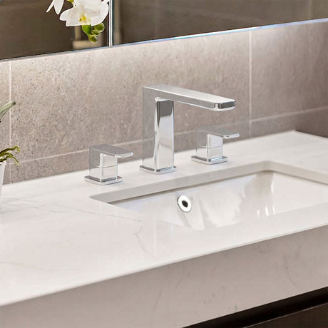 [BTEM333] Square Deck Mounted 3 Tap Hole Bath Filler Tap - Chrome - Silo