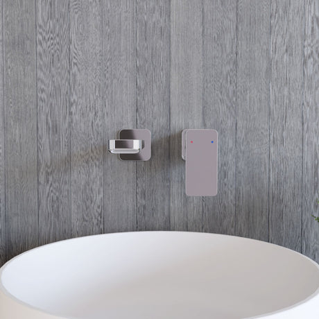 [BTEM381] Square Wall Mount 2 Tap Hole Basin Mixer Tap Chrome - Lifestyle 1
