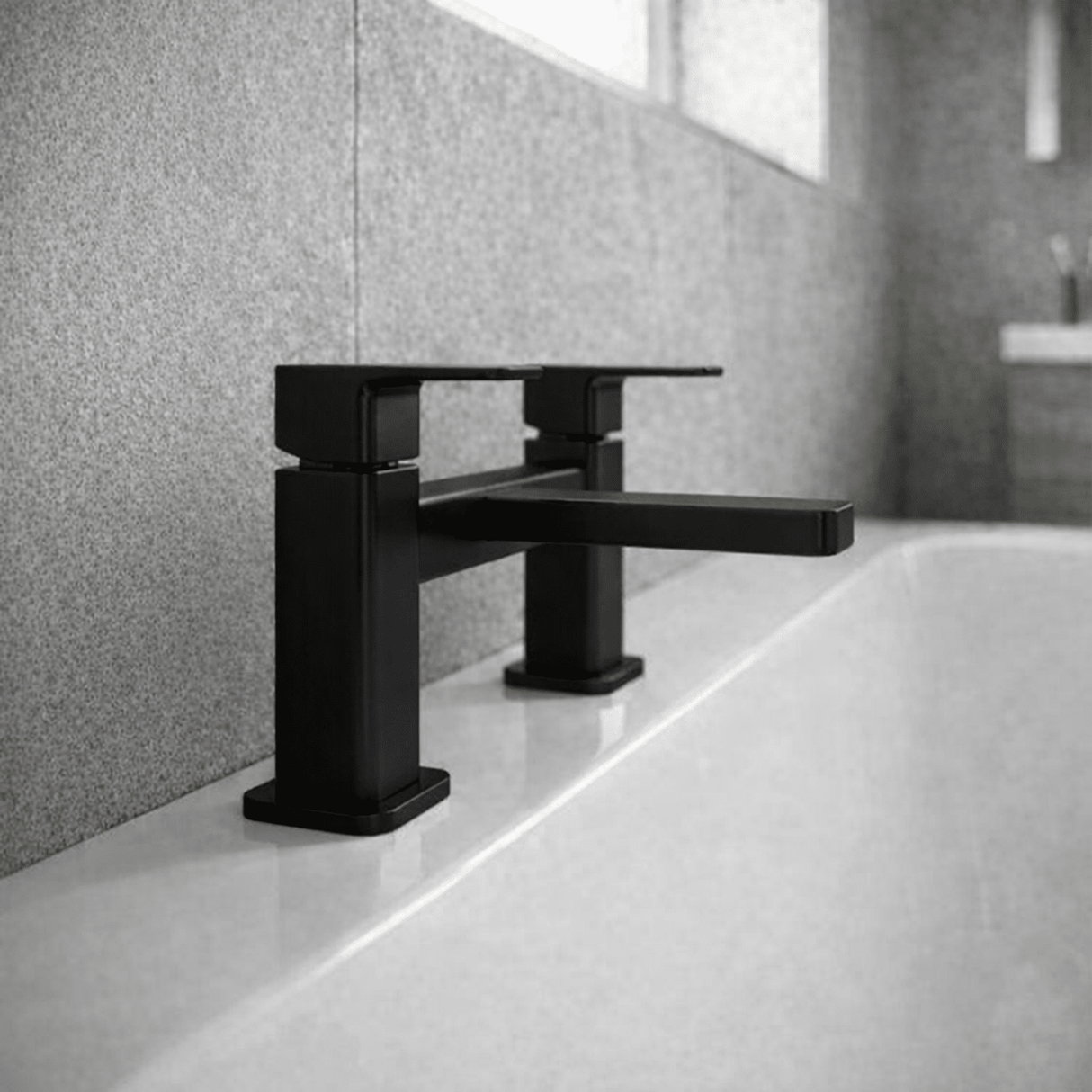 [BTEM403] Swinscoe Dual Lever Square Deck Mounted Bath Filler Tap – Choice of Finish - Silo