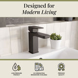 Square Mono Basin Mixer Tap with Push Button Waste – Choice of Finish
