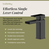 Square Mono Basin Mixer Tap with Push Button Waste – Choice of Finish