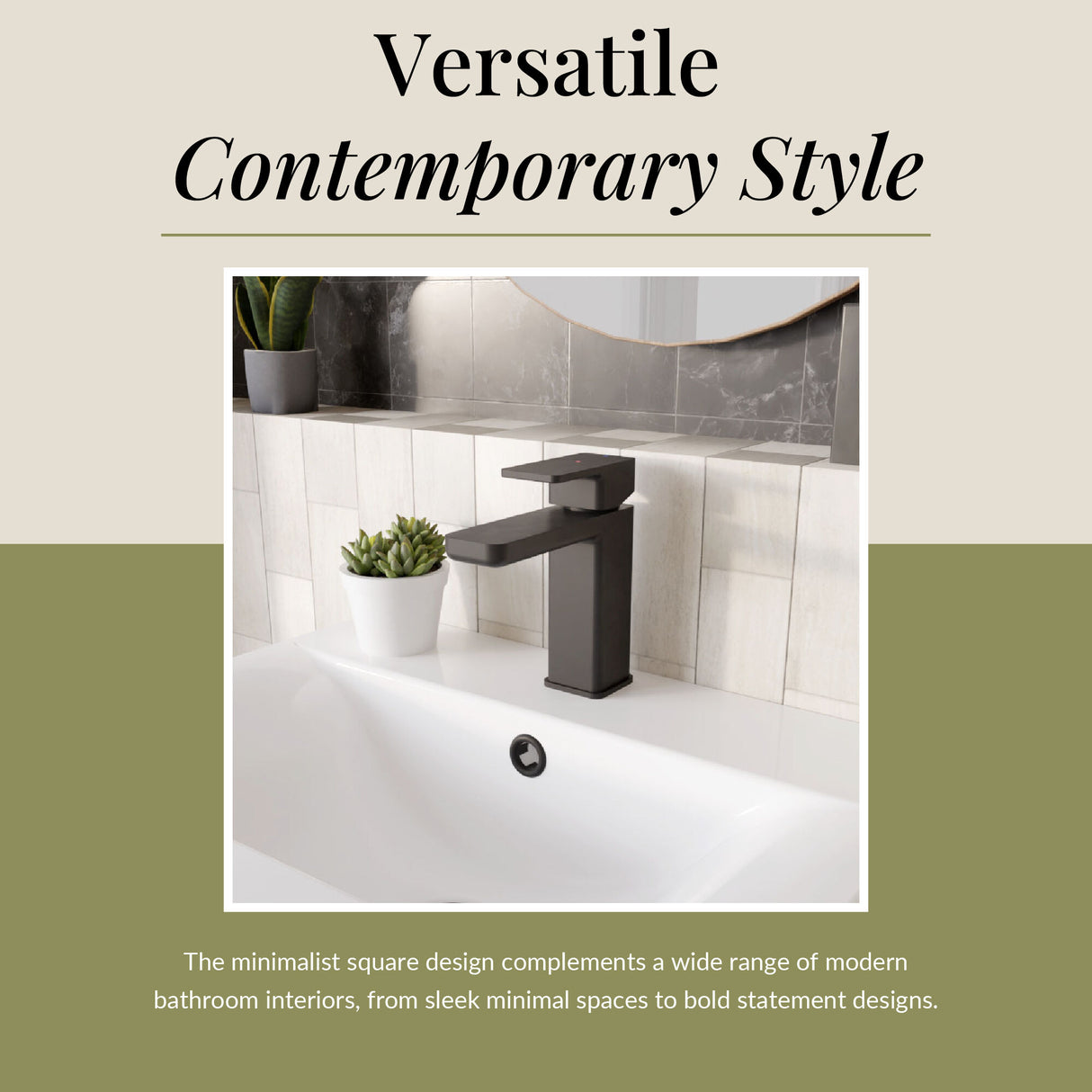 Square Mono Basin Mixer Tap with Push Button Waste – Choice of Finish