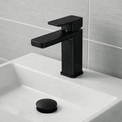 [BTEM405] Swinscoe Square Mono Basin Mixer Tap with Push Button Waste – Choice of Finish - Silo
