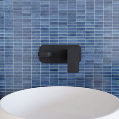 [BTEM428] Swinscoe Contemporary Square Wall Mounted 2 Tap Hole Basin Mixer Tap - Choice of Finish - Lifestyle 1