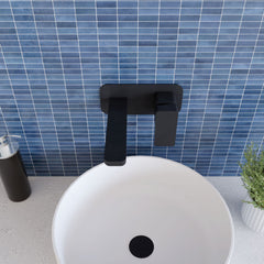 [BTEM428] Swinscoe Contemporary Square Wall Mounted 2 Tap Hole Basin Mixer Tap - Choice of Finish - Lifestyle 2