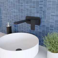 [BTEM428] Swinscoe Contemporary Square Wall Mounted 2 Tap Hole Basin Mixer Tap - Choice of Finish - Lifestyle 3