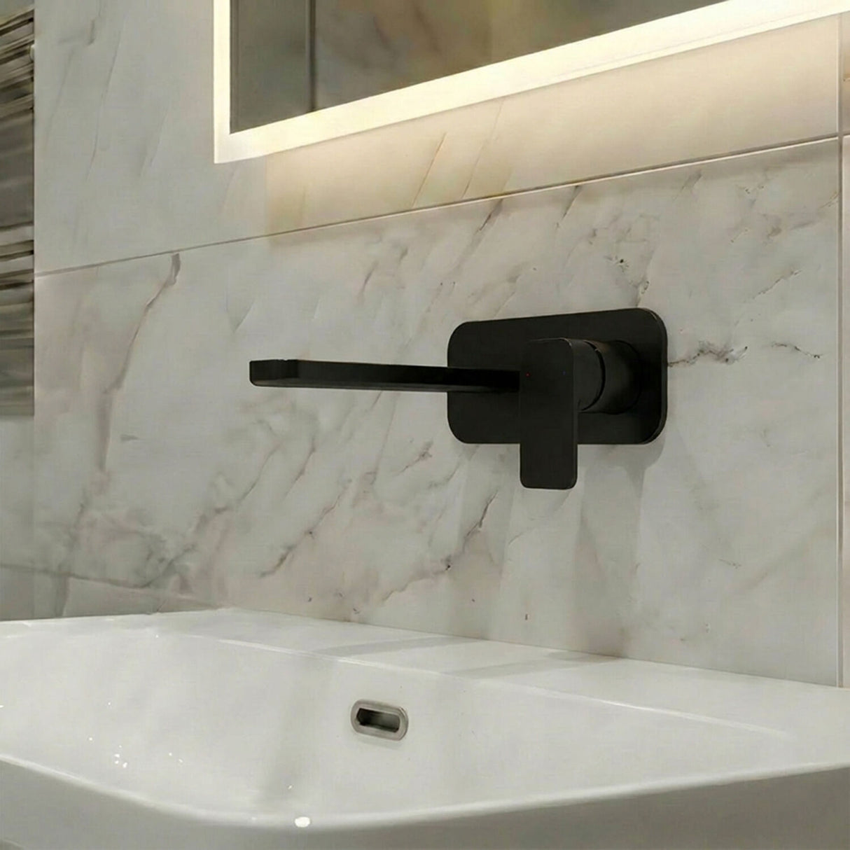 [BTEM428] Swinscoe Contemporary Square Wall Mounted 2 Tap Hole Basin Mixer Tap - Choice of Finish - Silo