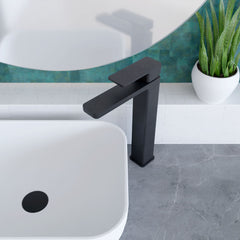 [BTEM470] Square High-Rise Mono Basin Mixer Tap - Matt Black - Lifestyle 2