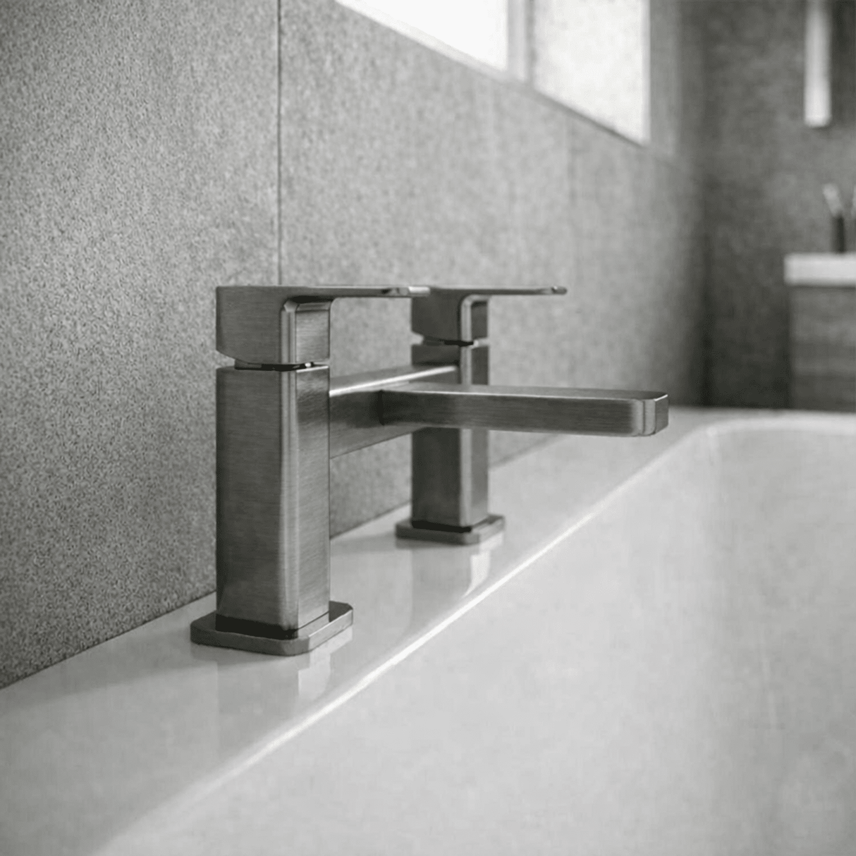 [BTEM703] Swinscoe Dual Lever Square Deck Mounted Bath Filler Tap – Choice of Finish - Silo