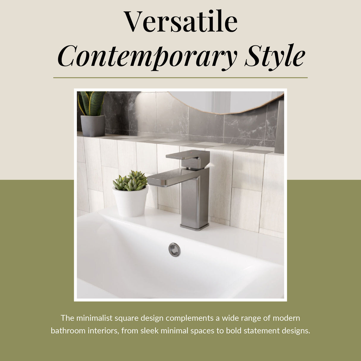 Square Mono Basin Mixer Tap with Push Button Waste – Choice of Finish