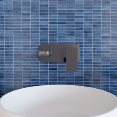 [BTEM728] Swinscoe Contemporary Square Wall Mounted 2 Tap Hole Basin Mixer Tap - Choice of Finish - Lifestyle 1