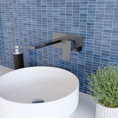 [BTEM728] Swinscoe Contemporary Square Wall Mounted 2 Tap Hole Basin Mixer Tap - Choice of Finish - Lifestyle 3