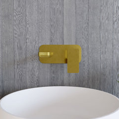 [BTEM828] Swinscoe Contemporary Square Wall Mounted 2 Tap Hole Basin Mixer Tap - Choice of Finish - Lifestyle 1