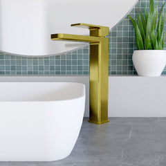 [BTEM870] Square High-Rise Mono Basin Mixer Tap - Matt Black - Lifestyle 1