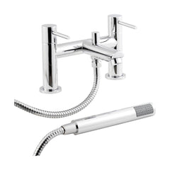 [BTEV314] Balterley Evian Round Deck Mounted Bath Shower Mixer Tap with Shower Kit - Chrome - Cutout