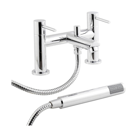 [BTEV314] Balterley Evian Round Deck Mounted Bath Shower Mixer Tap with Shower Kit - Chrome - Cutout