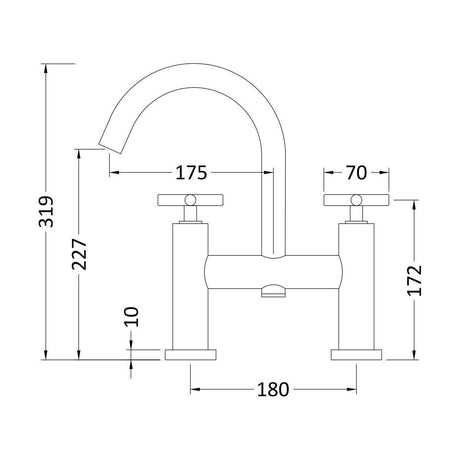 [BTHE353X] Hester Crosshead Bath Filler - Technical Drawing