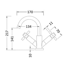 [BTHE415X] Hester Crosshead Basin Mixer - Technical Drawing