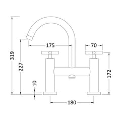 [BTHE453X] Hester Crosshead Bath Filler - Technical Drawing