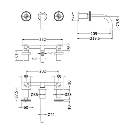 [BTIW334] Industrial 4TH Deck Mounted BSM - Technical Drawing