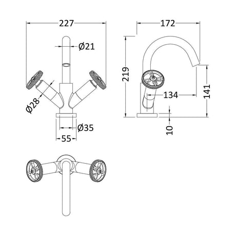 [BTIW815] Industrial Mono Basin Mixer Inc Waste - Technical Drawing