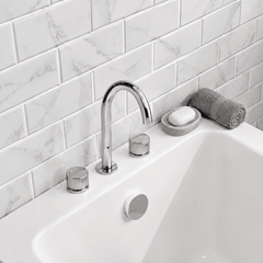 [BTK333C] Ashenhurst Contemporary 3 Tap Hole Deck Mounted Bath Mixer Tap with Fluted Handles - Choice of Spout and Colour - Lifestyle 2