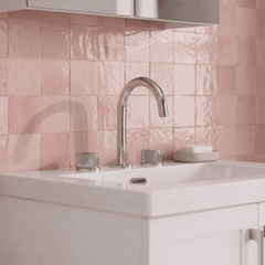[BTK337C] Ashenhurst Contemporary 3 Tap Hole Basin Mixer Tap with Fluted Handles and Waste - Choice of Spout and Colour - Lifestyle 1