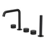 [BTK414P] Ashenhurst Contemporary 5 Tap Hole Deck Mounted Bath Shower Mixer Tap with Fluted Handles and Shower Kit - Choice of Spout and Colour - Cutout