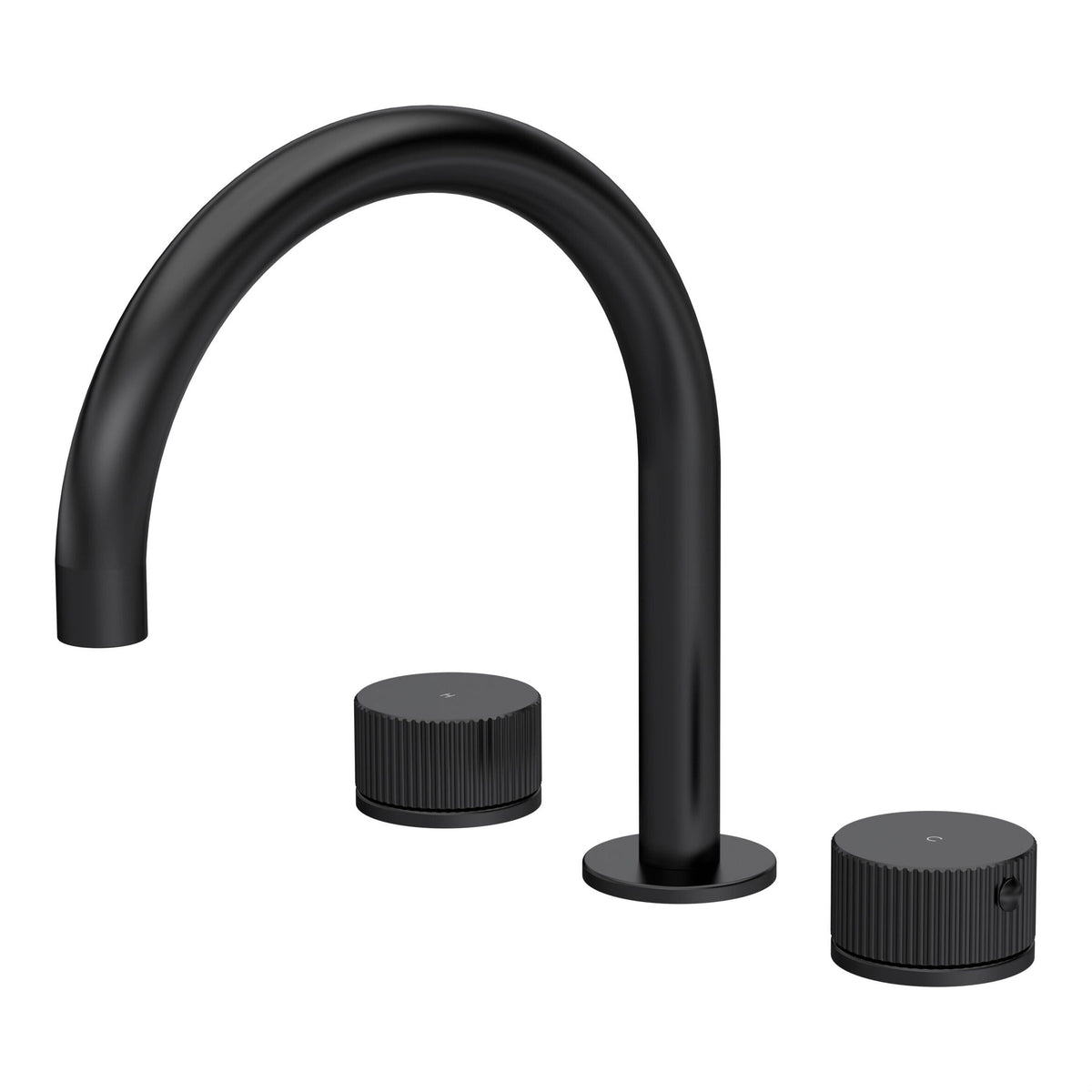 [BTK433C] Ashenhurst Contemporary 3 Tap Hole Deck Mounted Bath Mixer Tap with Fluted Handles - Choice of Spout and Colour - Cutout